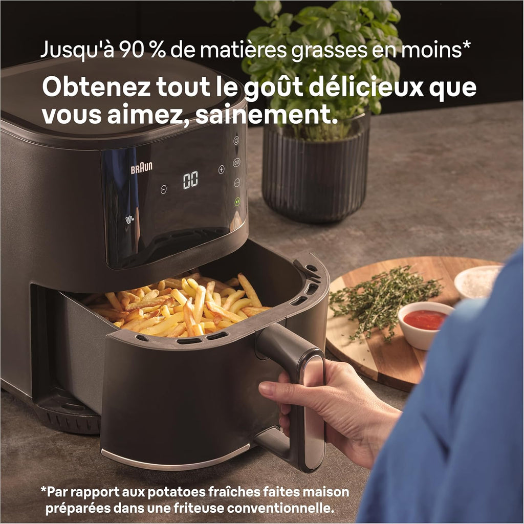 Braun MultiFry 3 HF3030IBK – Friteuse à Air 4,3L 1500W Noir Mat, Technologie RealAir, 8 Programmes, Contrôle Tactile