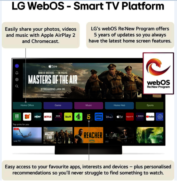 Téléviseur LG OLED evo C4 55 pouces (OLED55C44LA)  4K UHD, Smart TV webOS