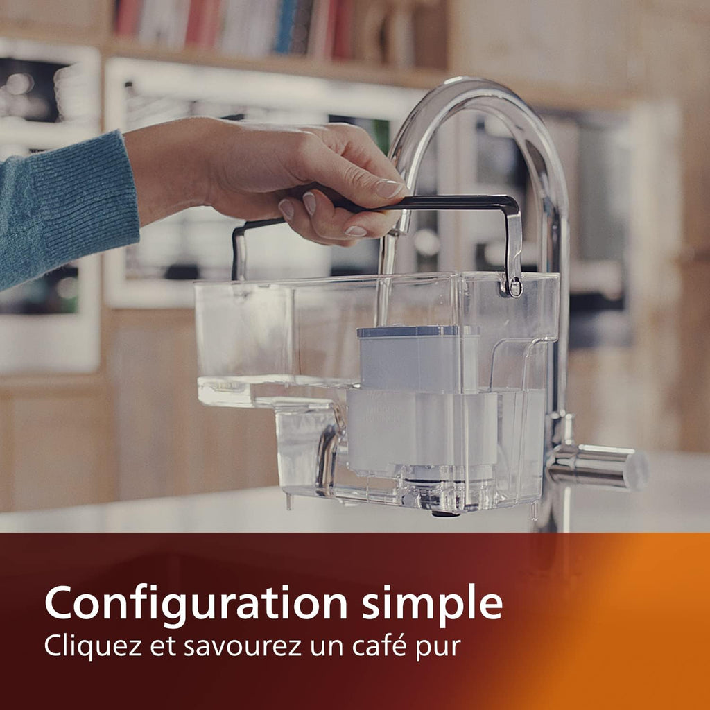 Filtre à Eau AquaClean pour Machine à Café à Grains - Lot de 2 Cartouches Jusqu'à 5000 Tasses Sans Détartrage Évite le Calcaire CA6903/22