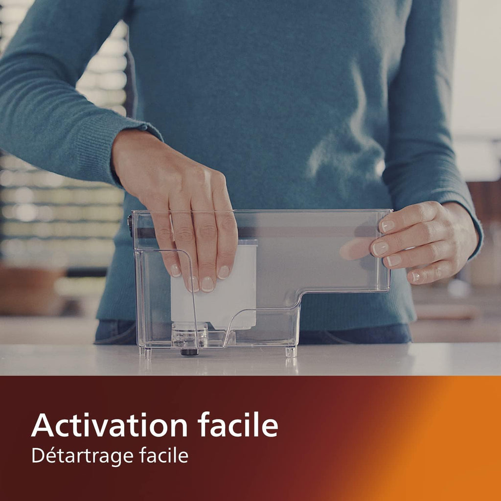 Filtre à Eau AquaClean pour Machine à Café à Grains - Lot de 2 Cartouches Jusqu'à 5000 Tasses Sans Détartrage Évite le Calcaire CA6903/22