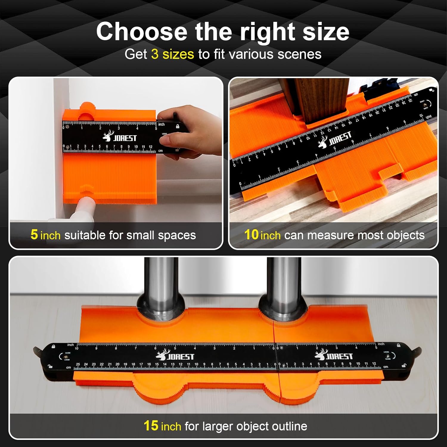 Jauge de Contour Connectable 25+12cm - Copieur de Profil Gabarit de Forme Outil Traçage Découpe Carrelage Pose Parquet Bricolage