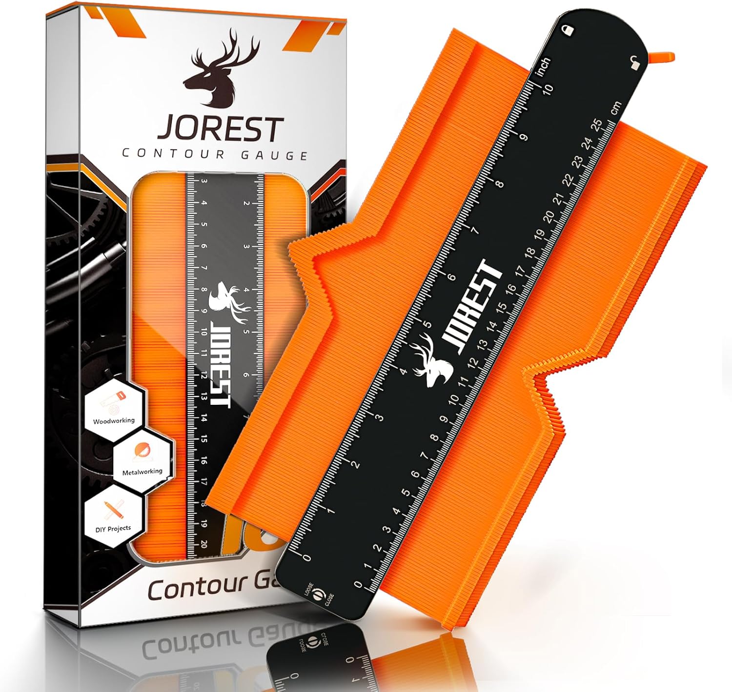 Jauge de Contour Connectable 25+12cm - Copieur de Profil Gabarit de Forme Outil Traçage Découpe Carrelage Pose Parquet Bricolage