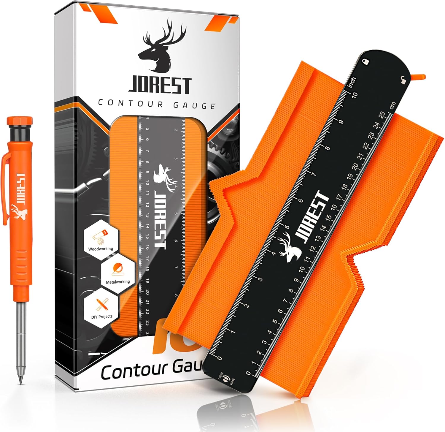 Jauge de Contour Connectable 25+12cm - Copieur de Profil Gabarit de Forme Outil Traçage Découpe Carrelage Pose Parquet Bricolage