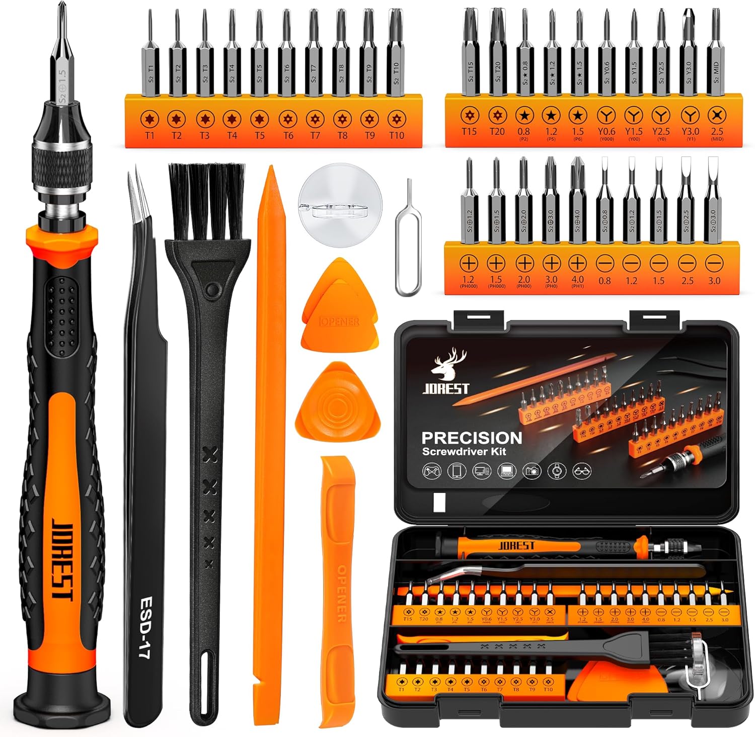 Kit Tournevis de Précision 59 Pièces - Torx T5 T6 T7 T8 T9 T10 T15, Pentalobe P2 P5 P6, Triwing Y000 - Outils Réparation iPhone, MacBook, PC, Laptop, Switch, PS4, PS5, Lunettes, Montre