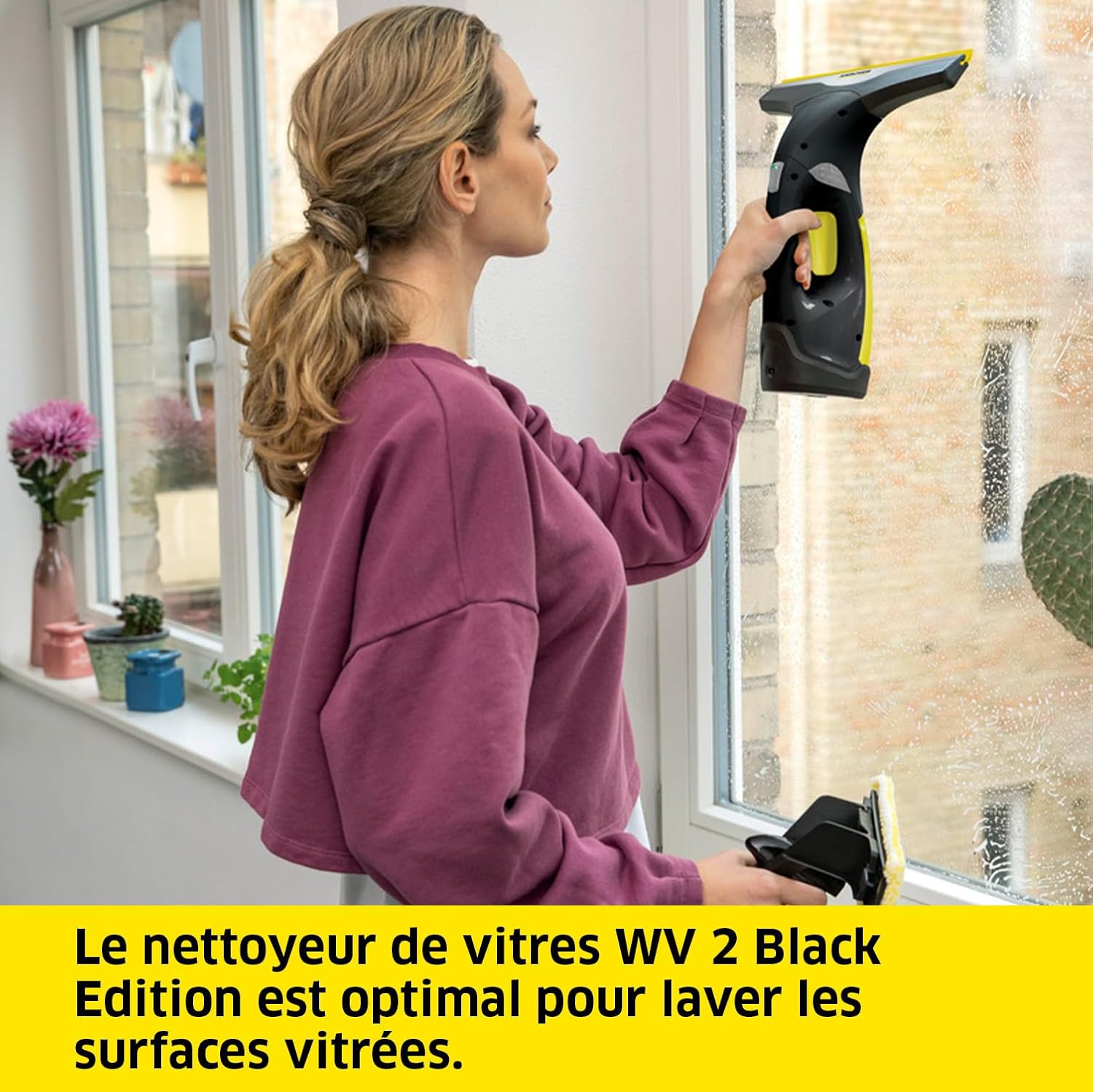Nettoyeur de Vitres Sans Fil WV 2 Lave-Fenêtre Électrique, 2 Raclettes Incluses, Édition Spéciale 10 Ans, +40% Autonomie, Nettoyage Rapide et Sans Traces
