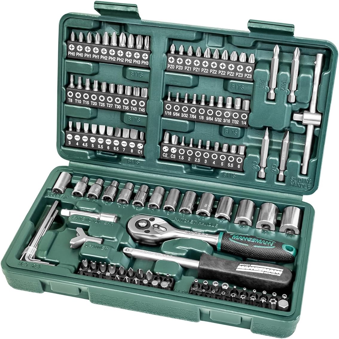 Coffret de Douilles et Embouts 130 Pièces - Kit Complet Clé à Cliquet 1/4" et 1/2" pour Bricolage et Mécanique