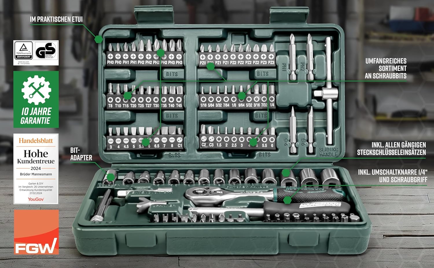 Coffret de Douilles et Embouts 130 Pièces - Kit Complet Clé à Cliquet 1/4" et 1/2" pour Bricolage et Mécanique