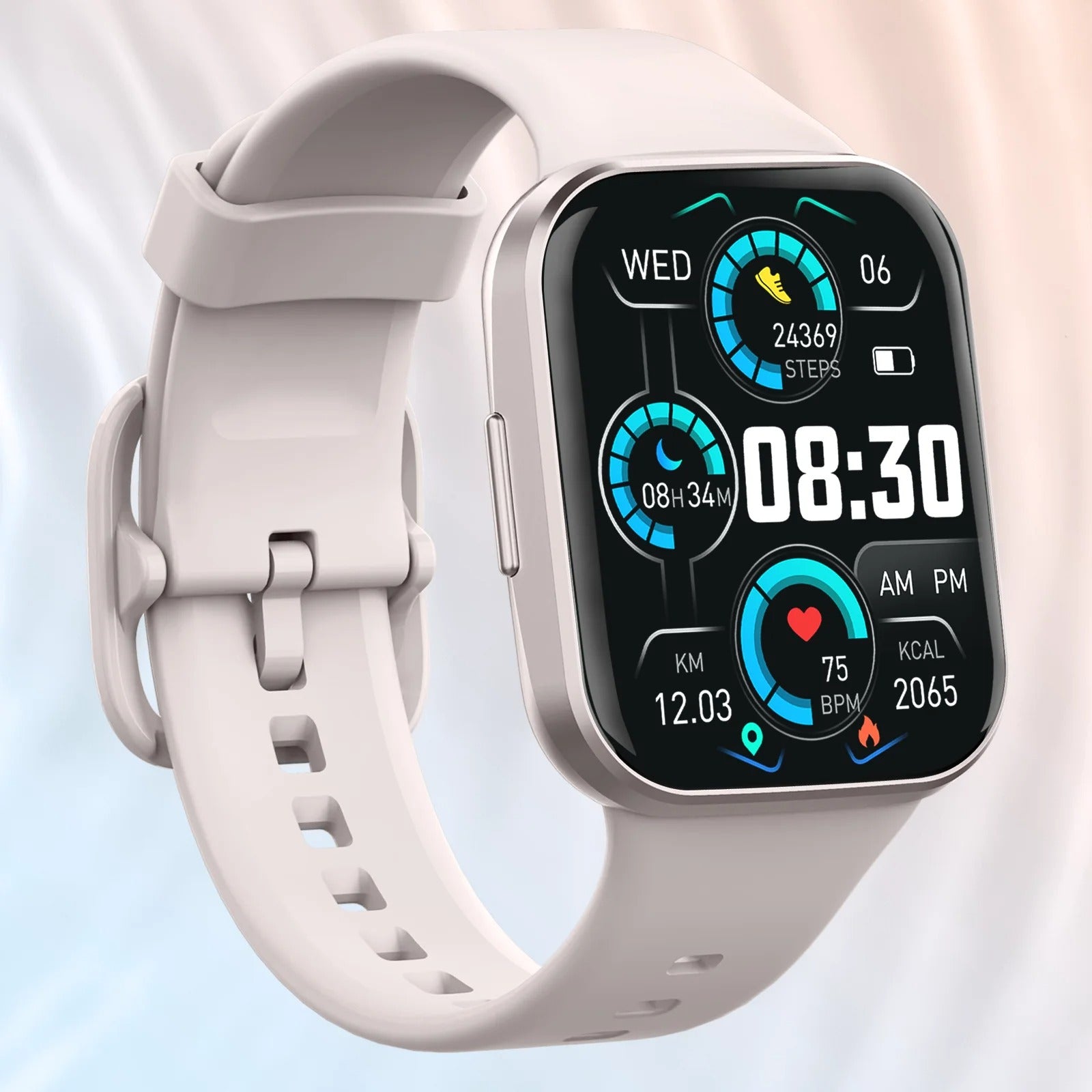 Montre Connectée Nerunsa 1.69" Bluetooth 5.3 – Cardio, Sommeil, Stress, GPS – Autonomie 7 Jours – Écran Tactile