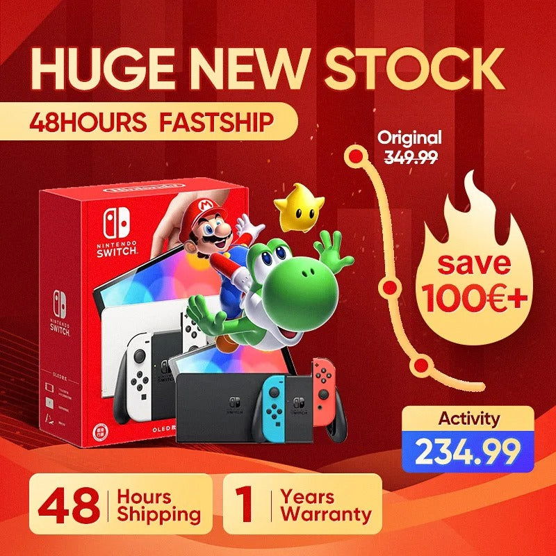 Nintendo Switch OLED 7" 64 Go Écran OLED, Port LAN, Audio Amélioré Version Blanche ou Néon (JP/HK)