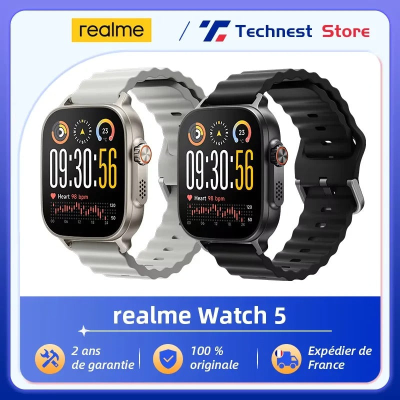 Montre Connectée realme Watch 5 GPS Indépendant AMOLED 1.97" 14 Jours Batterie