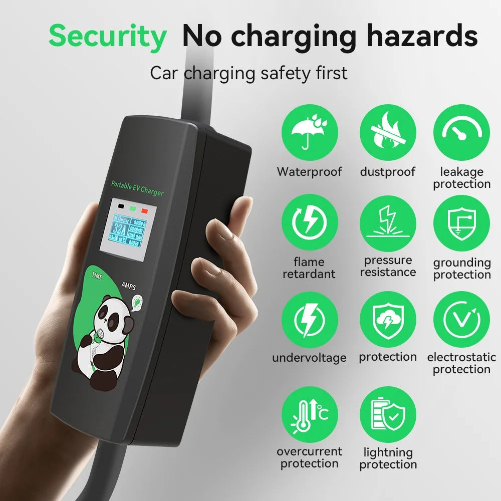 Chargeur EV Portable 11 kW 16A Type 2 – Boîte de Charge Triphasée avec Câble 5m pour Voiture Électrique, avec ou sans adaptateur