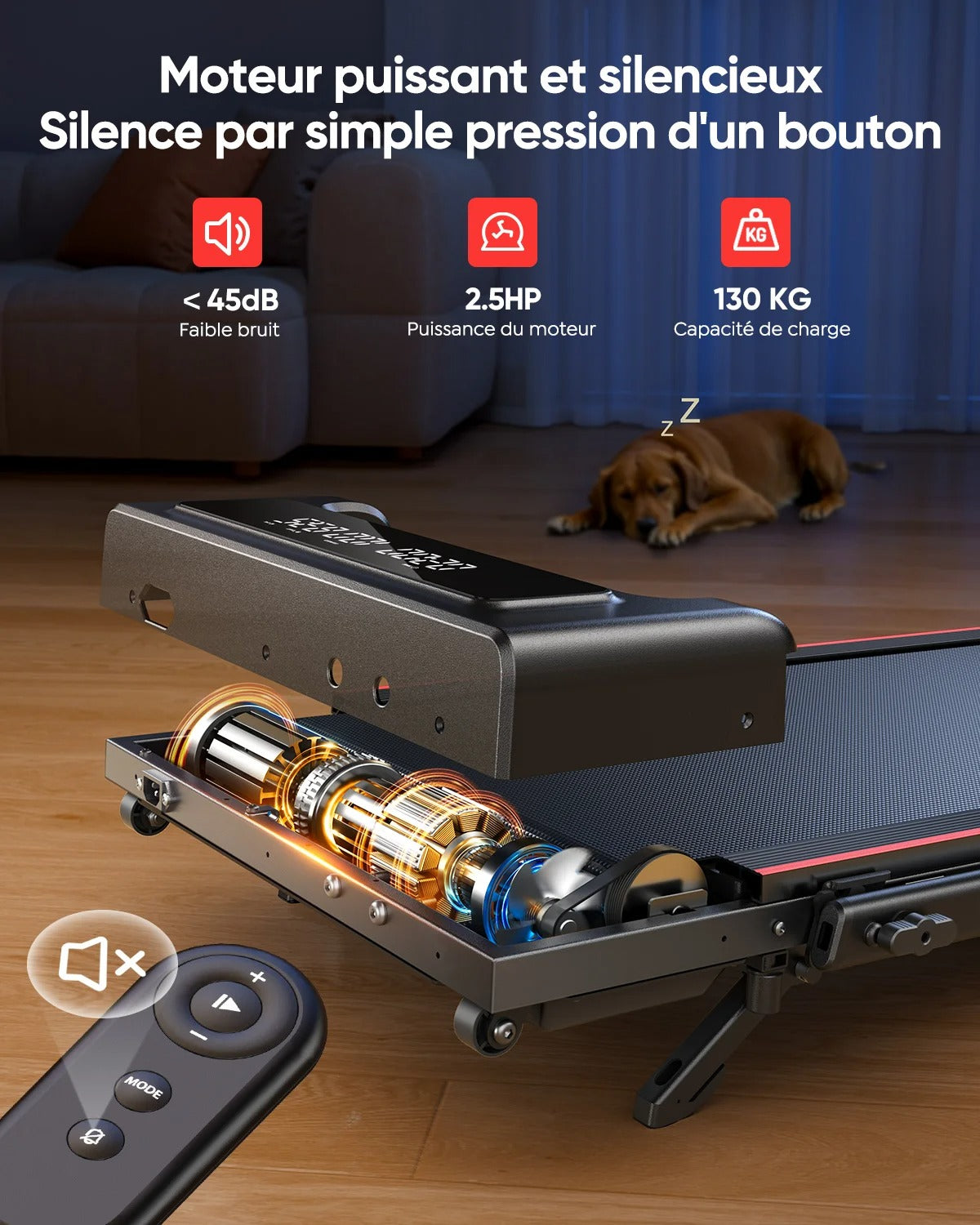 Tapis de Course Électrique Pliable 4 en 1 – Inclinaison 9%, 2.5 HP, 12 km/h – Compact et Portable, Double Écran LED, Télécommande, Utilisation Bureau et Domicile