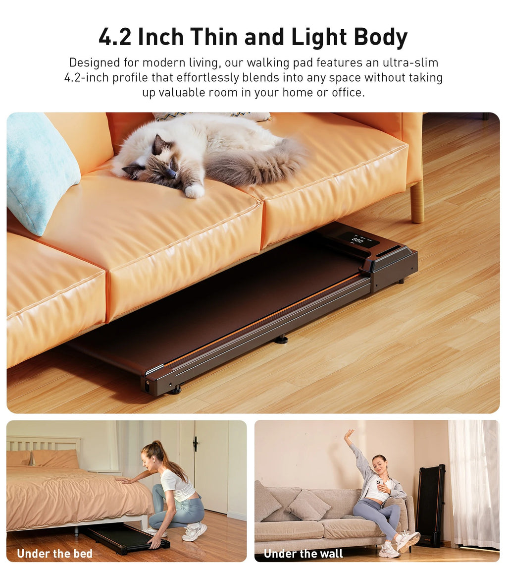 Tapis de Course PIO FT21 – Mini Tapis de Marche Électrique 2,5 HP, Vitesse 1-6 km/h, Antidérapant, Absorption des Chocs, Compact pour Bureau et Maison